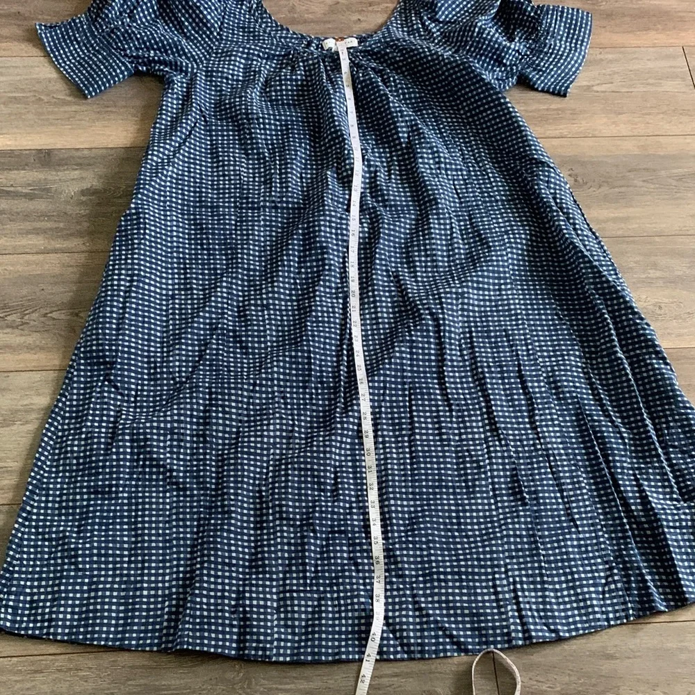 Apiece Apart Navy Checkered Long Sleeve Dress - Picture 4 of 8